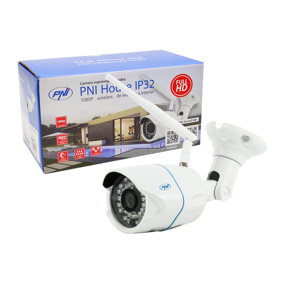 Camera supraveghere video PNI House IP32 2MP 1080P wireless cu IP de exterior si interior si slot microSD