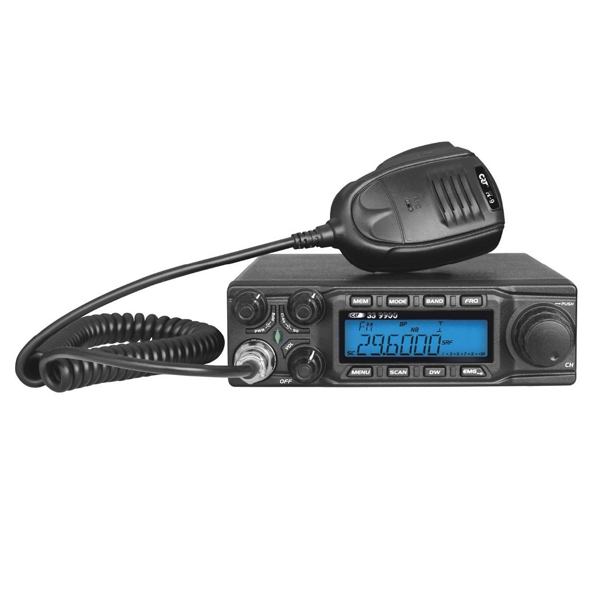 Statie radioamatori CRT SS 9900 CB, AM, FM, LSB, USB, 28-29.7Mhz, ASQ, DTMF, Roger Beep, 12V, CTCSS, DCS, programabila