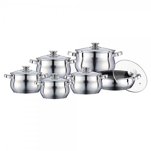 Set 6 cratite inox cu capac din sticla termorezistenta Peterhof PH-15773