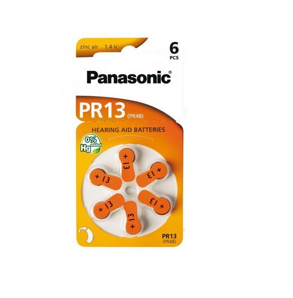 Baterii Zinc-Aer Panasonic PR13 pentru aparatele auditive - 6 buc.