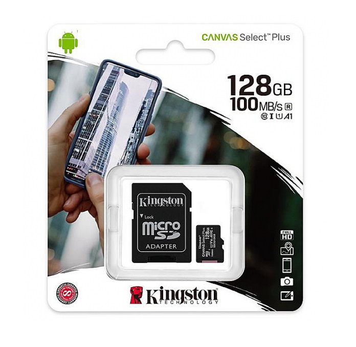 Card MicroSDXC Kingston Canvas Select Plus, cu adaptor, 128 Gb, Clasa 10