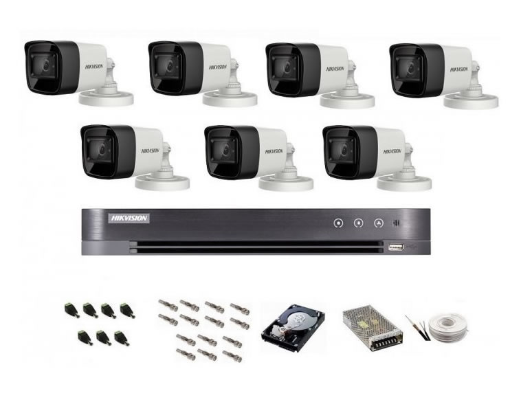 Sistem de supraveghere Hikvision Turbo HD, 4K / 8,3 Mp, 7 camere IR 30 m