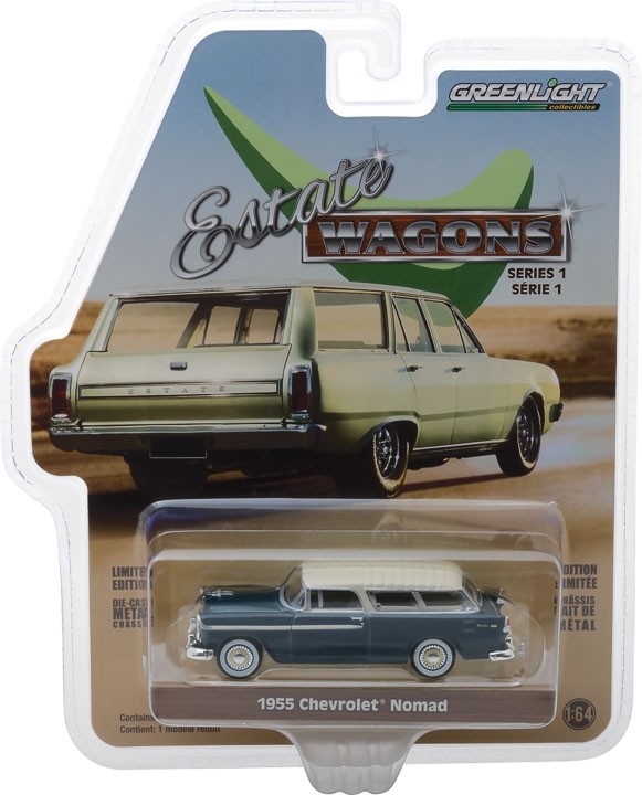 1955 Chevrolet Nomad - Glacier Blue and Shoreline Beige Solid Pack - Estate Wagons Series 1 1:64