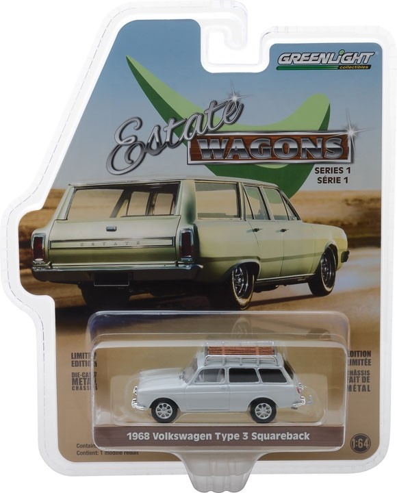 1968 Volkswagen Type 3 Squareback - Lotus White with Roof Rack Solid Pack - Estate Wagons Series 1 1:64