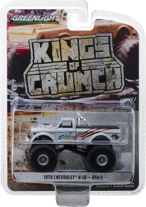 USA-1 - 1970 Chevrolet K-10 Monster Truck Solid Pack - Kings of Crunch Series 1 1:64