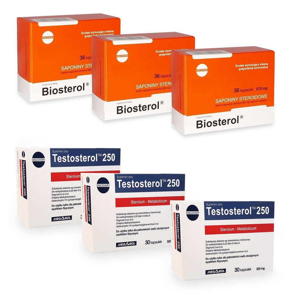 Pachet Megabol Biosterol, 3 buc plus Testosterol 3 buc, stimulare testosteron si hormon de crestere