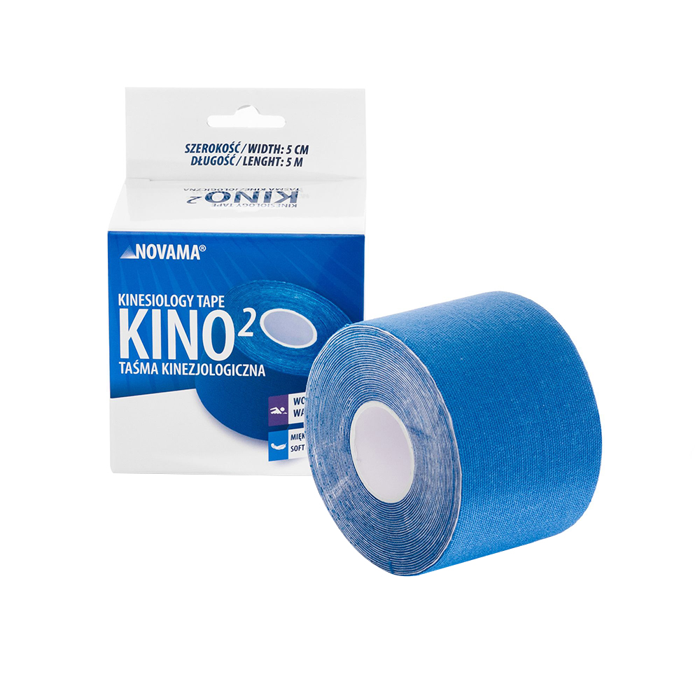 Banda Kinesiologica Novama Kino2, impermeabila, moale si confortabila, fara latex, 5 cm x 5 m, Albastru inchis