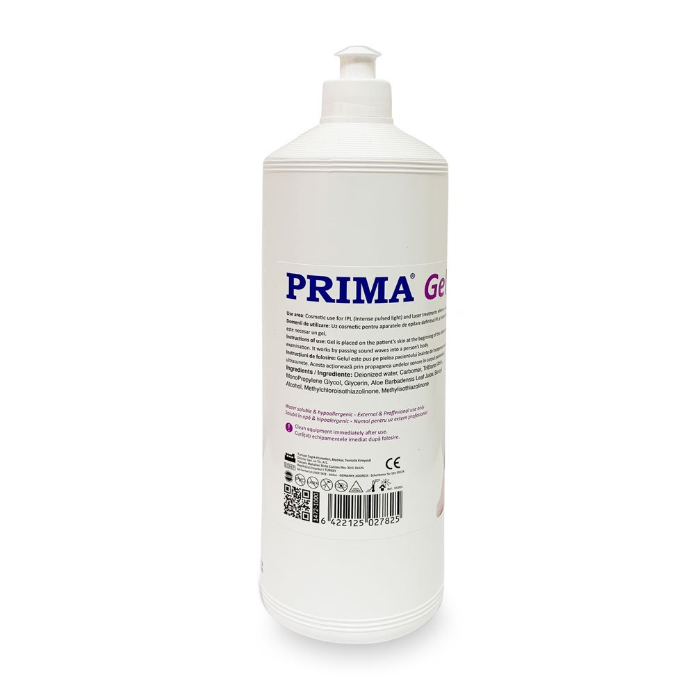 Gel PRIMA pentru ultrasunete, IPL si tratamente cu laser, transparent, 1 l