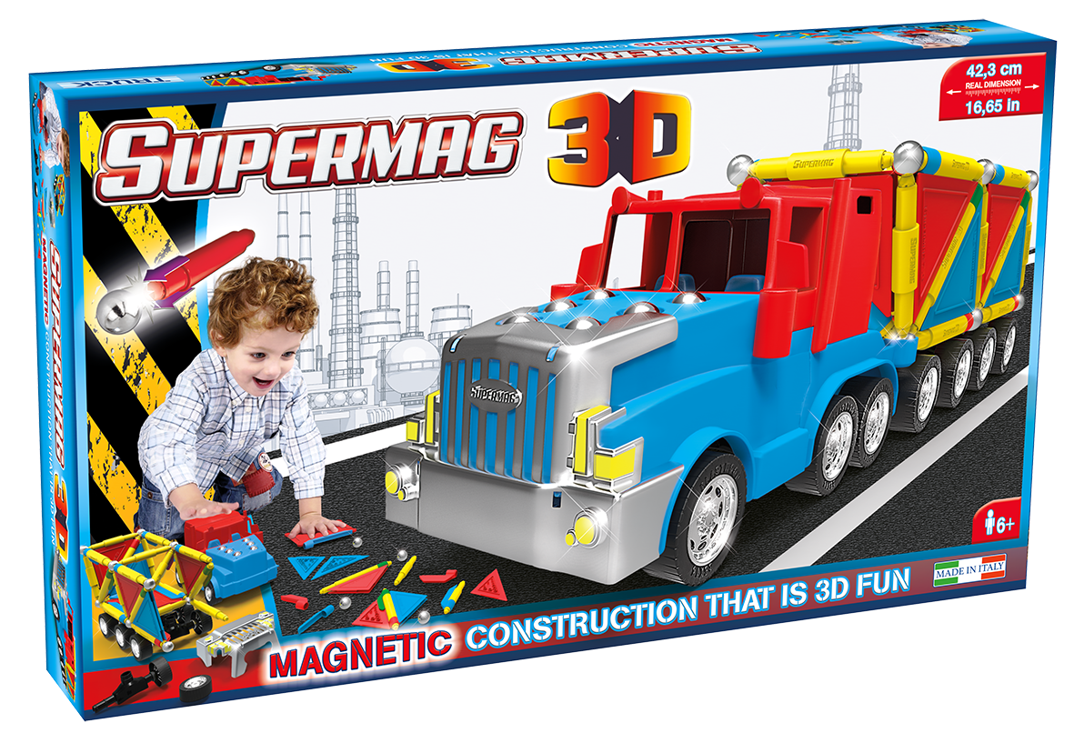 Jucarie cu magnet Camion 126 piese 3D Supermag