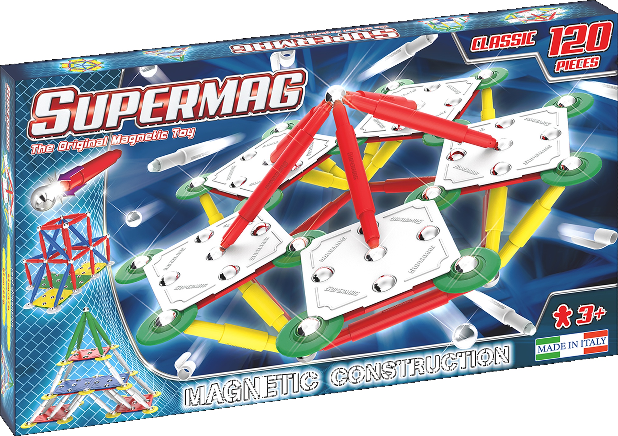 Set constructie magnetic 120 piese Classic Primary Supermag