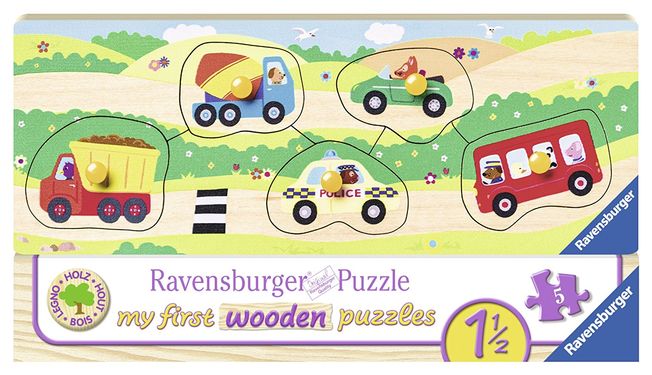 Puzzle lemn cu vehicule 5 piese Ravensburger
