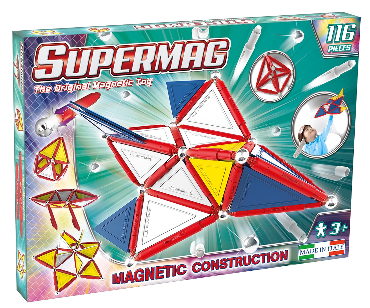 Set constructie magnetic Primary 116 piese Supermag