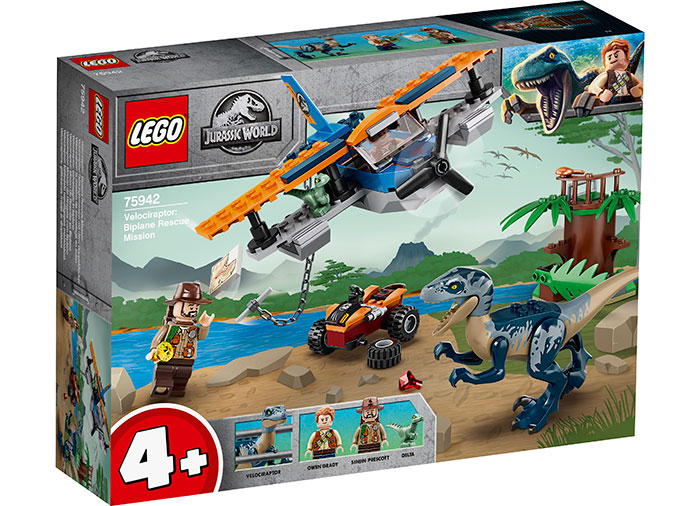 Velociraptor misiunea de salvare cu biplanul Lego Jurassic World