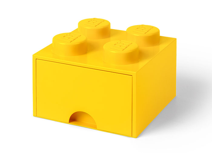 Cutie depozitare Lego 2x2 cu sertar galben