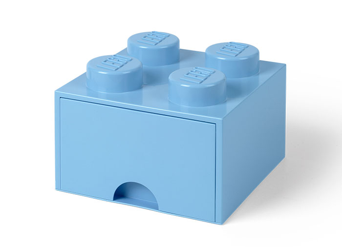 Cutie depozitare Lego 2x2 cu sertar albastru deschis