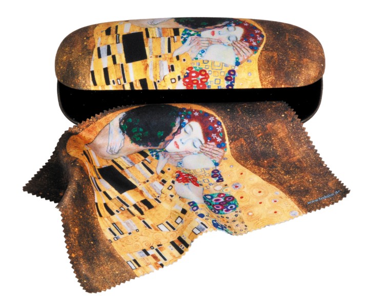 Etui ochelari cu textil si protectie Klimt Sarutul Fridolin