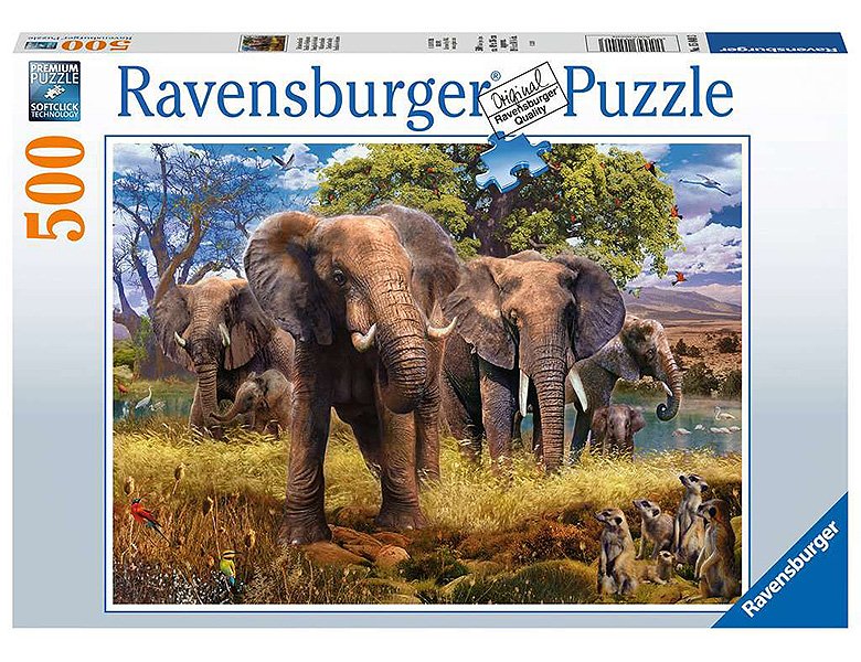 Puzzle familie elefanti 500 piese Ravensburger