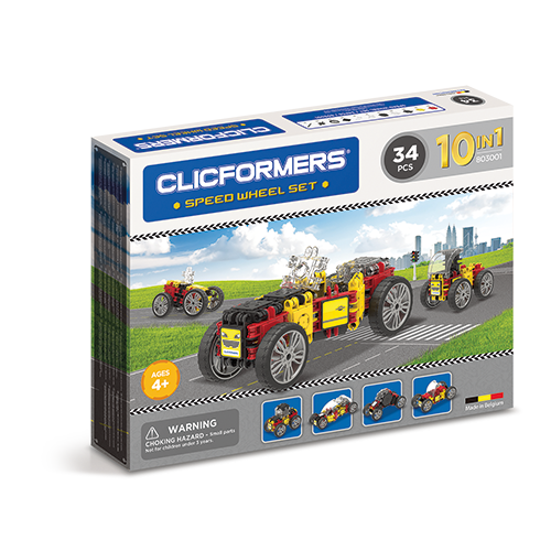 Set constructie Clicformers Masini de viteza 34 piese Clics Toys