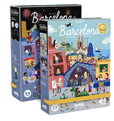 Puzzle reversibil zi si noapte 36 piese Barcelona Londji