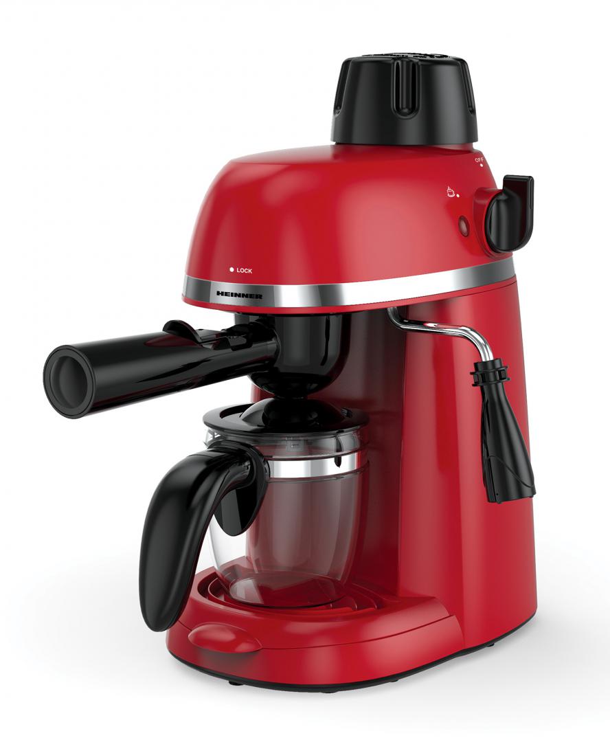 Espressor Heinner Kopy 350RD HEM-350RD, 800W, 3.5 bar, capacitate rezervor 0.24l, optiuni preparare: espresso si cappuccino, Rosu