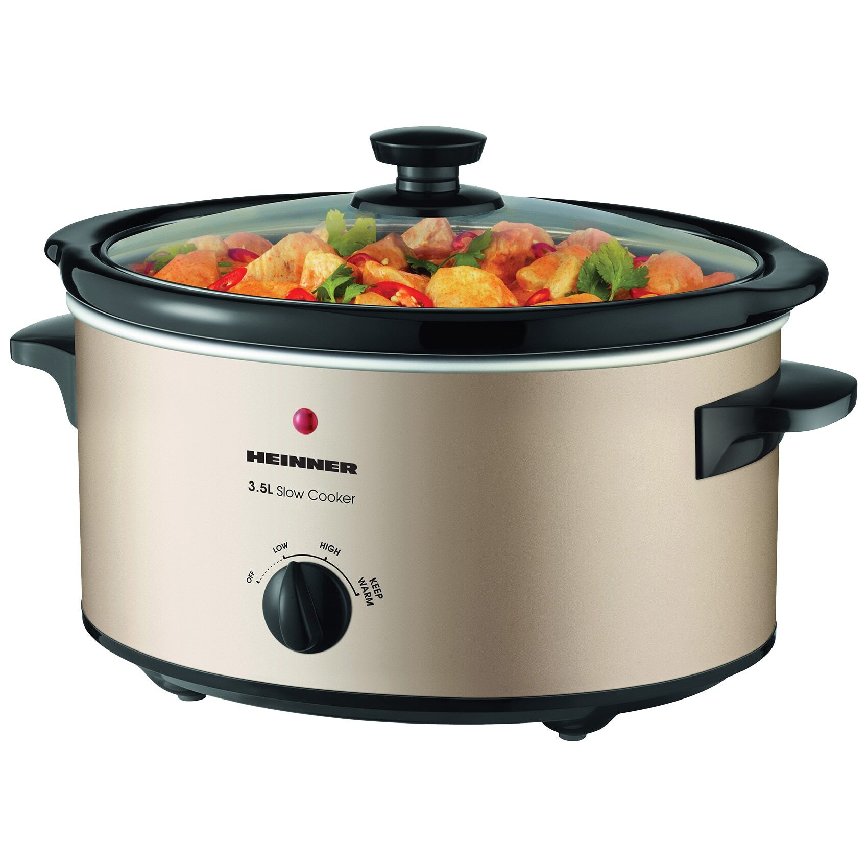 Slow Cooker Heinner HSCK-C35CR, 3.5 L, 135 W, 2 Setari temperatura, Auriu