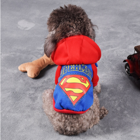 Costum Superman pentru catei si pisici, Aexya, Albastru cu rosu, Marimea S